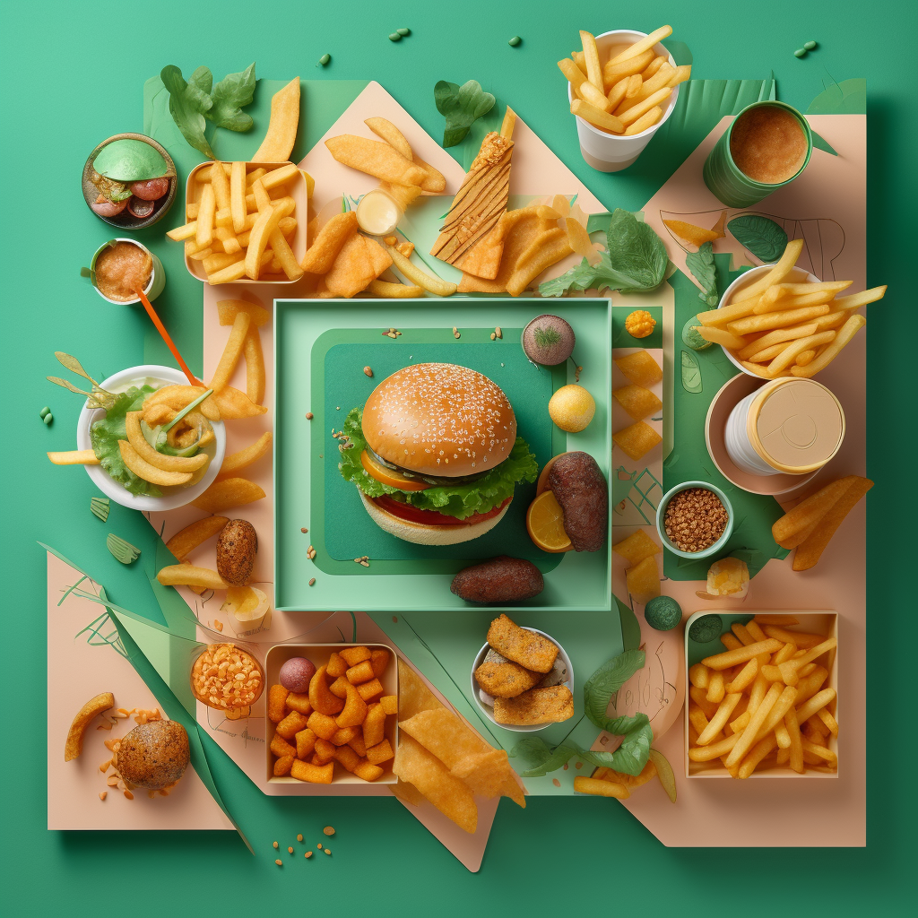 A creative display of healthy customization options for popular fast food dishes